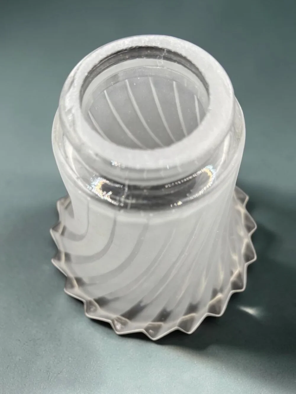 Vintage Frosted Glass Lamp Shade With Swirl Design And Flared Edges Art Deco Sty